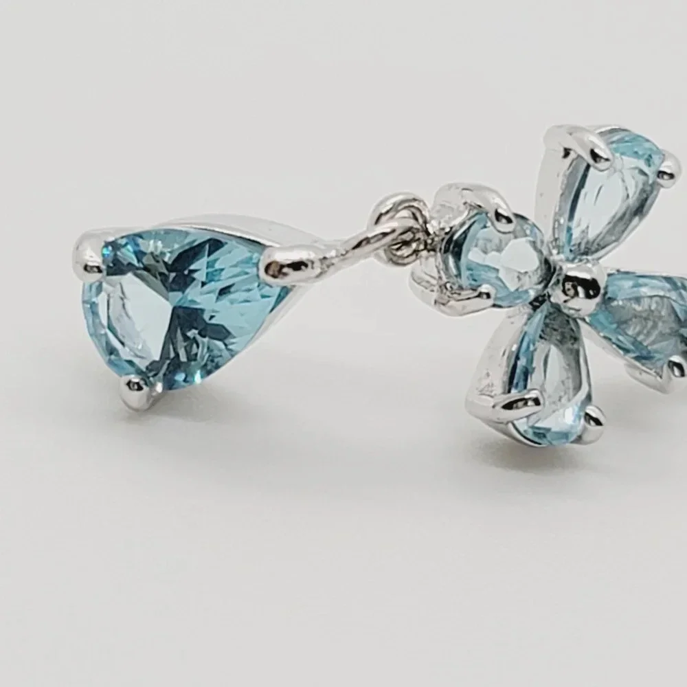 NWOT Sterling SIlver Blue CZ Belly Button Ring